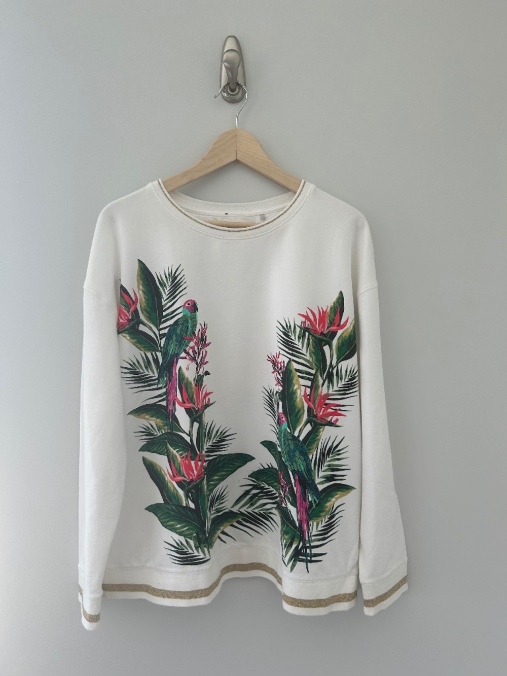 Tommy Bahama Sweatshirt Womens Parrots Birds Tropical Travel Paradise Sz XL EUC